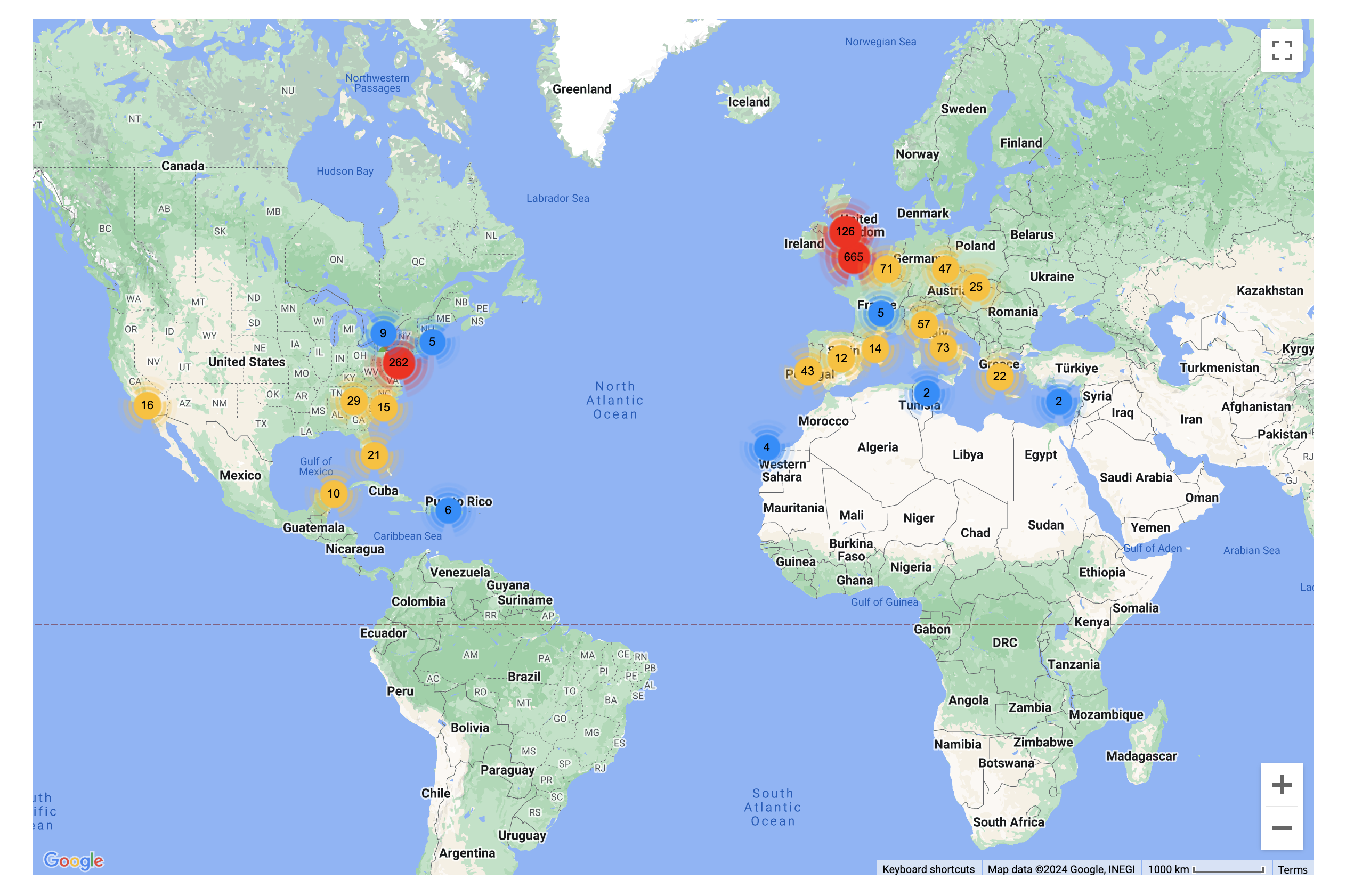 View maps of places visited